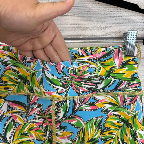 Becco Women's Active Summer Tropical Soft High Rise Crop Leggings Size Large - Picture 5 of 8